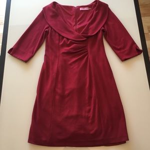 Eliza J Portrait Collar Maroon Dress